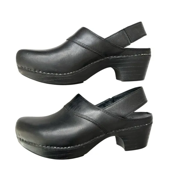 Dansko Black Leather Clogs Mules EU 39 US 8.5 / 9 Professionally Comfort Shoes