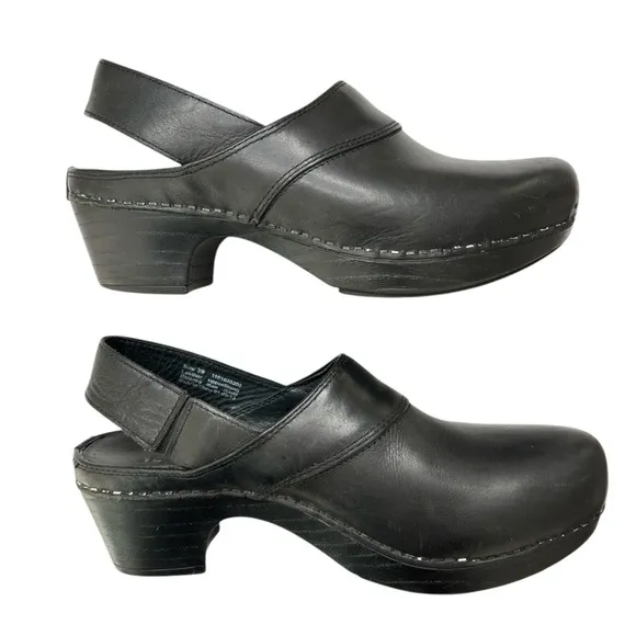 Dansko Black Leather Clogs Mules EU 39 US 8.5 / 9 Professionally Comfort Shoes