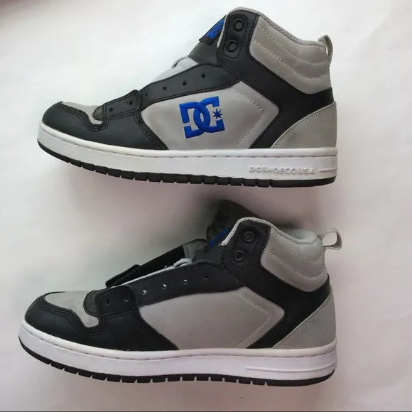 DC Shoes Boys Y2K Gray/Black /Blue Skater Hightop Tennis shoes Sz 7 Boys