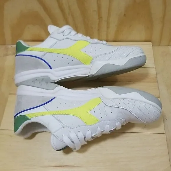 Diadora Maverick  Ball White Volt Green  men's Tennis Shoes ITALY Men's size 9