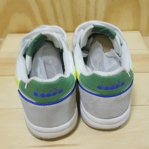 Diadora Maverick  Ball White Volt Green  men's Tennis Shoes ITALY Men's size 9