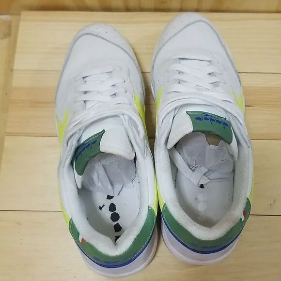 Diadora Maverick  Ball White Volt Green  men's Tennis Shoes ITALY Men's size 9
