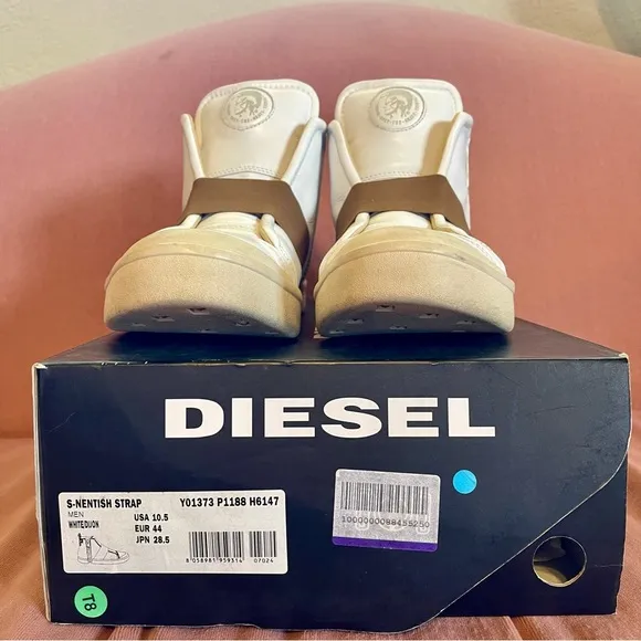 Diesel S Nentish Strap Zip White Dijon Boot Sneakers