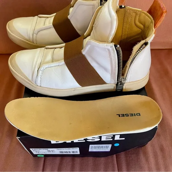 Diesel S Nentish Strap Zip White Dijon Boot Sneakers