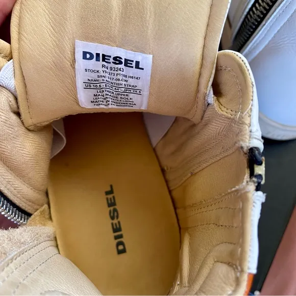 Diesel S Nentish Strap Zip White Dijon Boot Sneakers