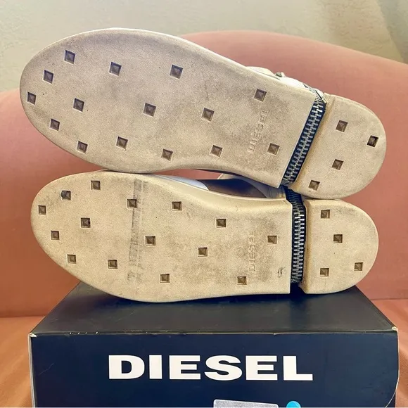 Diesel S Nentish Strap Zip White Dijon Boot Sneakers