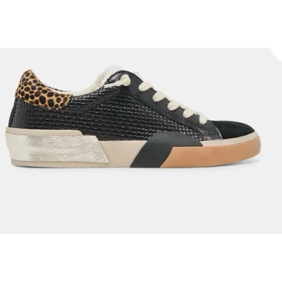 Dolce Vita Zina Black Leather Multi Tennis Shoes Size 9.5