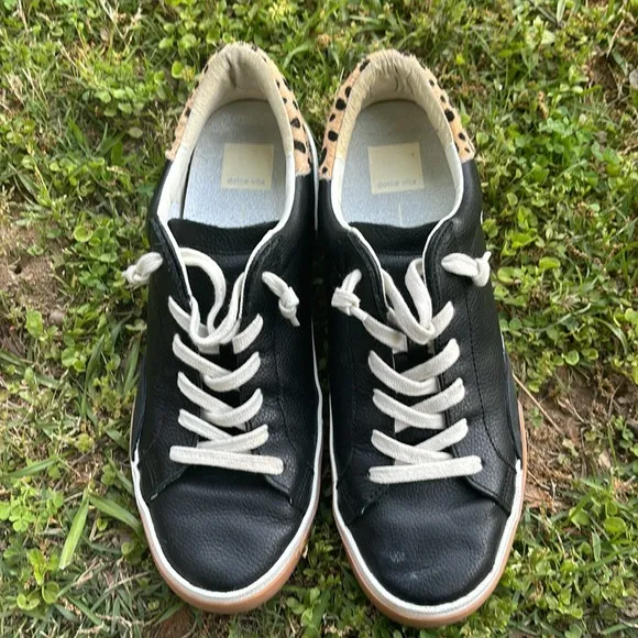 Dolce Vita Zina Black Leather Multi Tennis Shoes Size 9.5