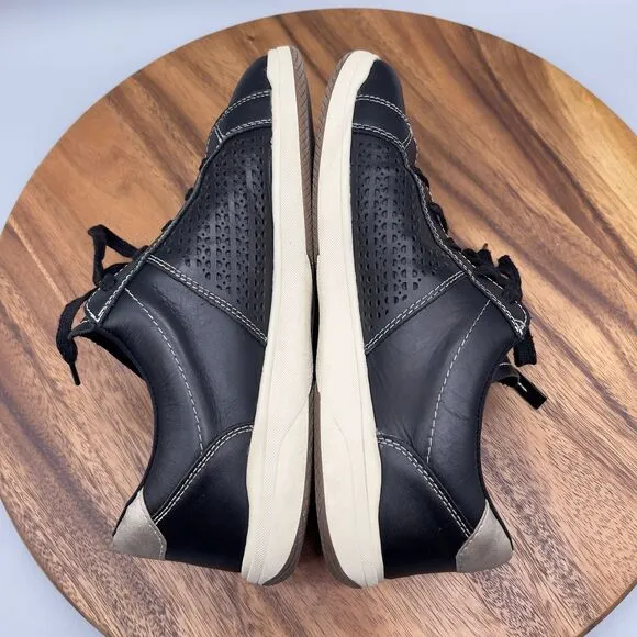 Earth Womens Netta Leather Sneaker Black SIze 10 W Comfort Walking