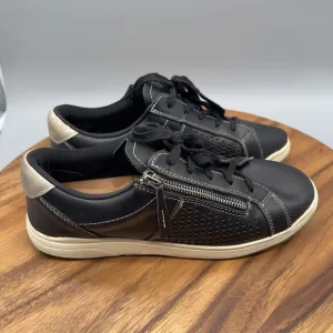 Earth Womens Netta Leather Sneaker Black SIze 10 W Comfort Walking
