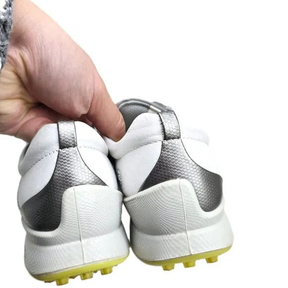 ECCO Biom Hybrid Hydromax White Spikeless Yak Leather Comfort Golf Shoes