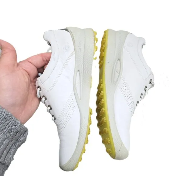 ECCO Biom Hybrid Hydromax White Spikeless Yak Leather Comfort Golf Shoes