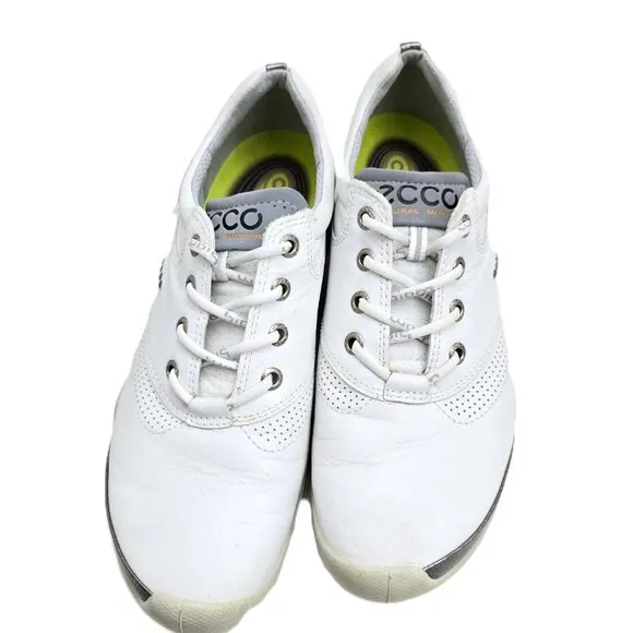 ECCO Biom Hybrid Hydromax White Spikeless Yak Leather Comfort Golf Shoes
