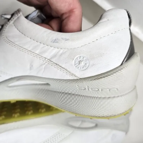 ECCO Biom Hybrid Hydromax White Spikeless Yak Leather Comfort Golf Shoes