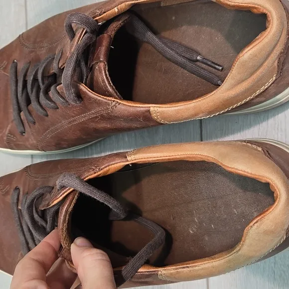 Ecco Men's Brown Leather Slip On Shoes Sneakers Sz 48/14