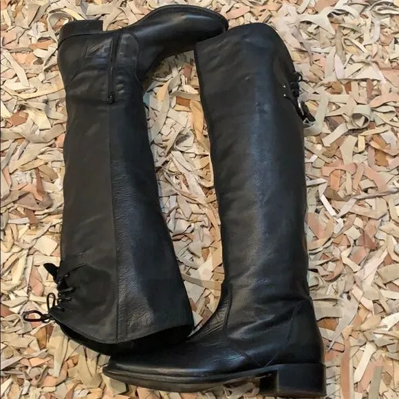 Eden Shoes black leather Over The Knee back buckle EU 37 Italy
