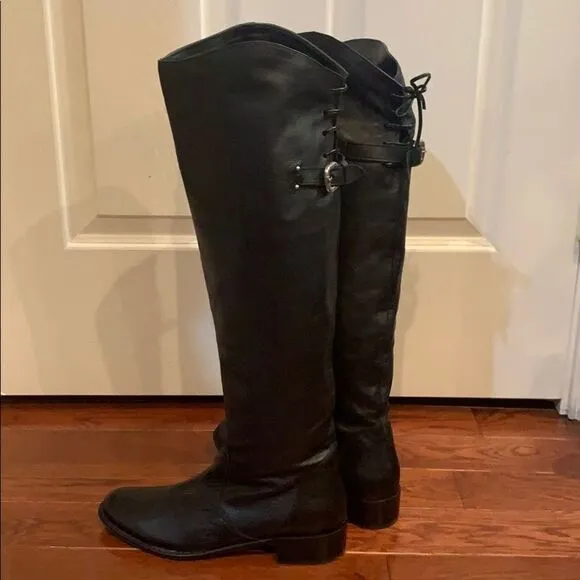 Eden Shoes black leather Over The Knee back buckle EU 37 Italy