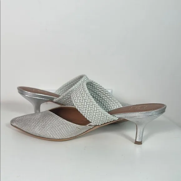 Elegant Silver Women's Mules MALONE SOULIERSMaisie Linen Strap Mules