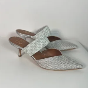 Elegant Silver Women's Mules MALONE SOULIERSMaisie Linen Strap Mules