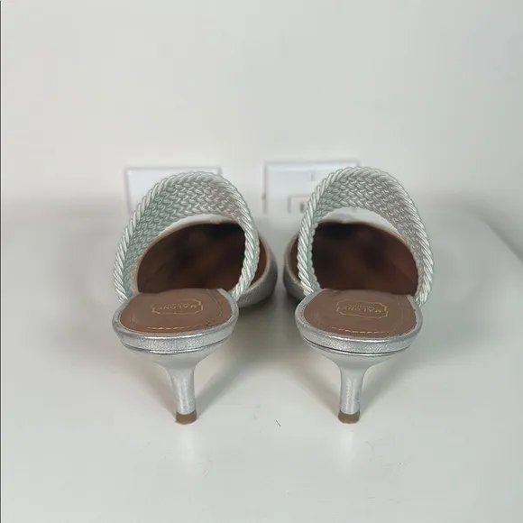 Elegant Silver Women's Mules MALONE SOULIERSMaisie Linen Strap Mules