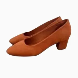 Elegant Women's Block Heel Shoes - Brown