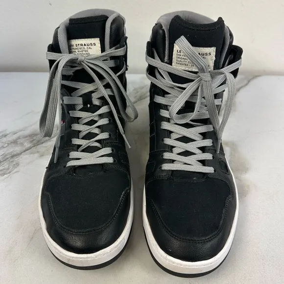 EUC Levi's BB Hi Men's High-Top Sneakers Tennis Shoes Gray Black, Sz 11