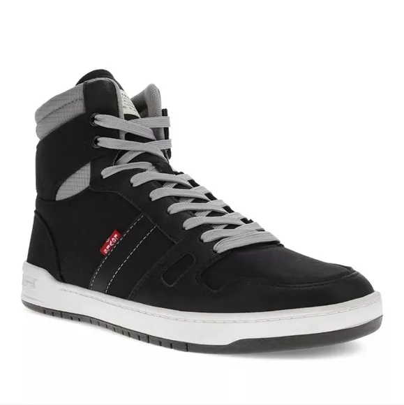 EUC Levi's BB Hi Men's High-Top Sneakers Tennis Shoes Gray Black, Sz 11