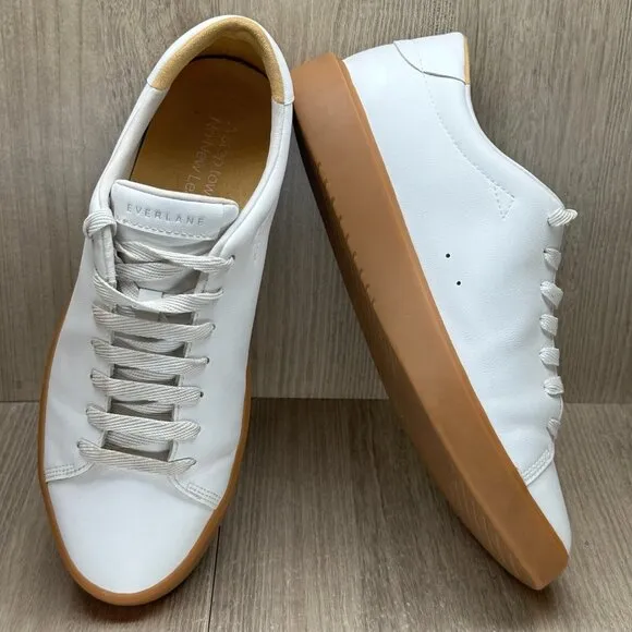 Everlane Shoes Womens 10 Lace Up Releather Low Top Tennis Sneakers Classic White