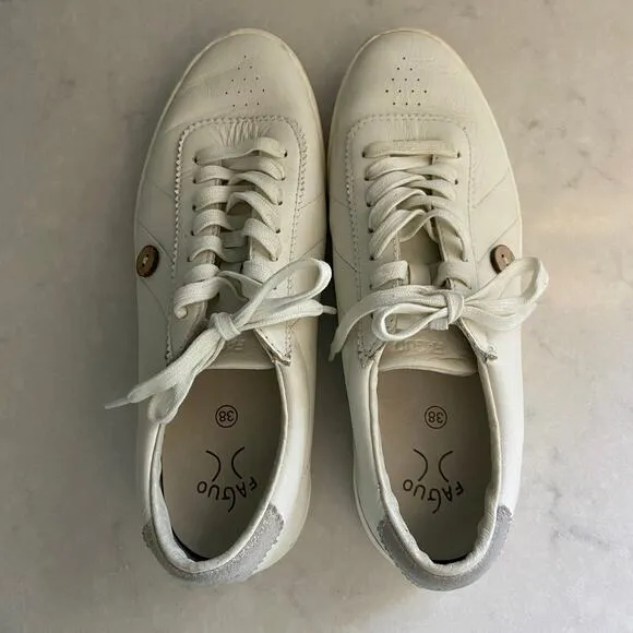 Faguo Men's White Leather Tennis Shoes Sneakers sz 6