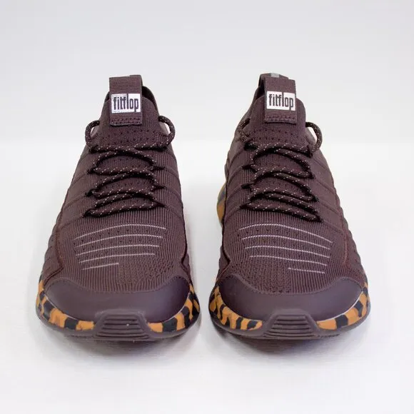 Fitflop Sneakers Women's 8.5 Vitamin FF E01 Knit Sports Trainer Mix Brown Animal