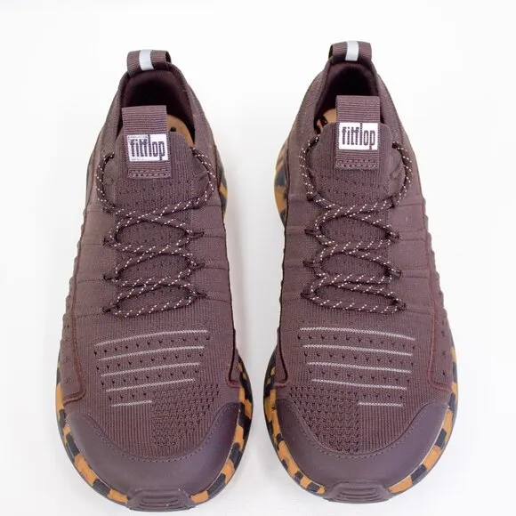Fitflop Sneakers Women's 8.5 Vitamin FF E01 Knit Sports Trainer Mix Brown Animal