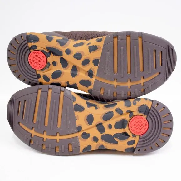 Fitflop Sneakers Women's 8.5 Vitamin FF E01 Knit Sports Trainer Mix Brown Animal