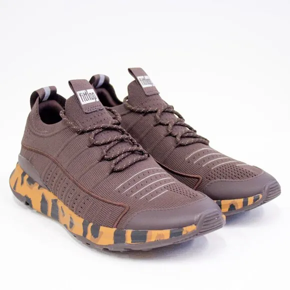 Fitflop Sneakers Women's 8.5 Vitamin FF E01 Knit Sports Trainer Mix Brown Animal