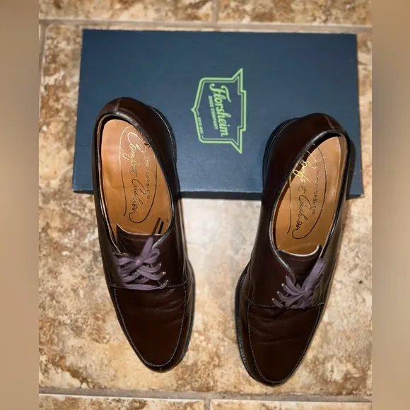 Florsheim Leather Oxford Chestnut Brown Laced Dress Shoes Men’s Size 9 1/2 VGUC