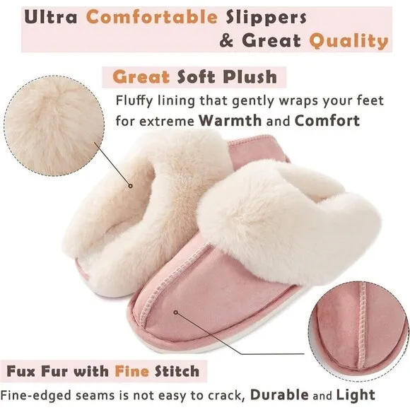 Foam Fluffy Soft Warm Slip On House Anti-Skid Cozy Plush for Womens