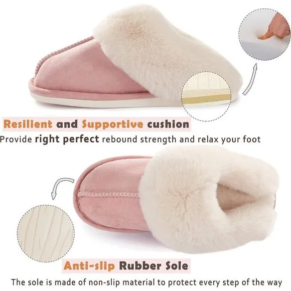 Foam Fluffy Soft Warm Slip On House Anti-Skid Cozy Plush for Womens