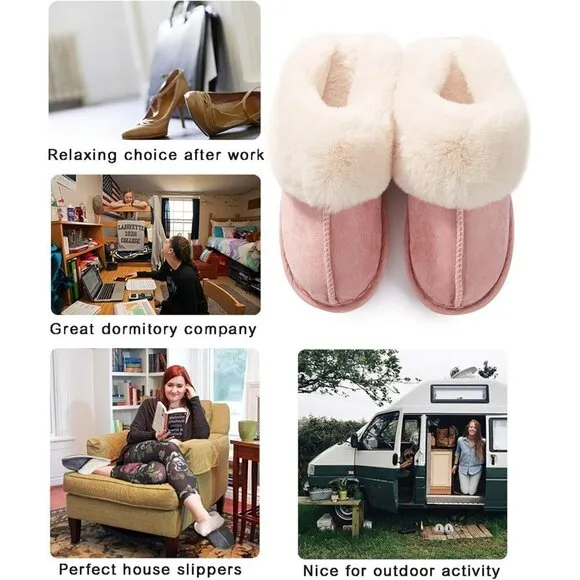 Foam Fluffy Soft Warm Slip On House Anti-Skid Cozy Plush for Womens