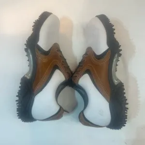 Footjoy Contour Series Mens7 1/2‎ White Brown Medium GolfShoes Leather 54002
