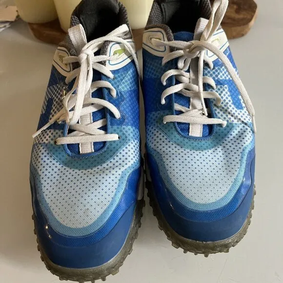 Footjoy FJ Golf Shoes Mens 8 W White Blue Freestyle Cleats Sneakers