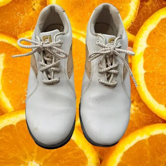 FootJoy FJ White and Tan Saddle‎ Shoe Cleats Size 7