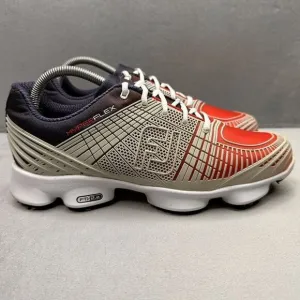 FootJoy HyperFlex Mens Size 9 (M) Golf Shoes White Red Blue Spikes Cleats USA