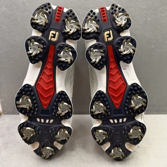FootJoy HyperFlex Mens Size 9 (M) Golf Shoes White Red Blue Spikes Cleats USA