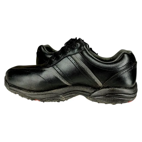 Footjoy Mens 10 W Golf Shoes Cleats Greenjoys Black Leather Lace Up 45471 Spiked