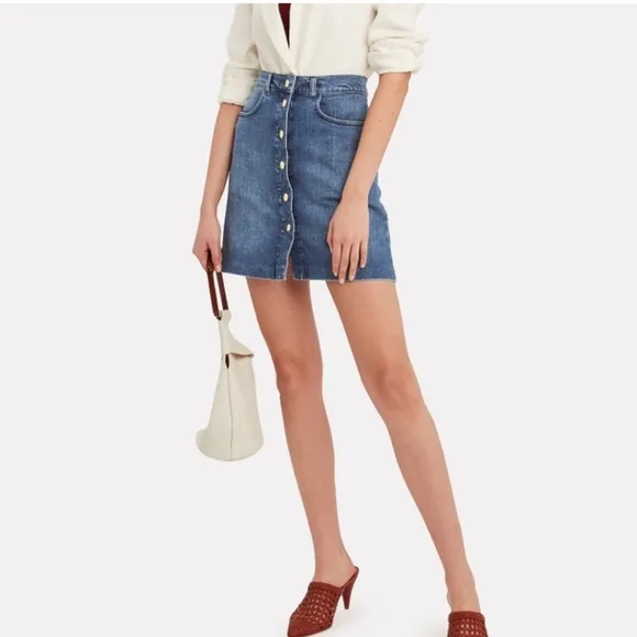 FRAME Claire Button down Denim skirt