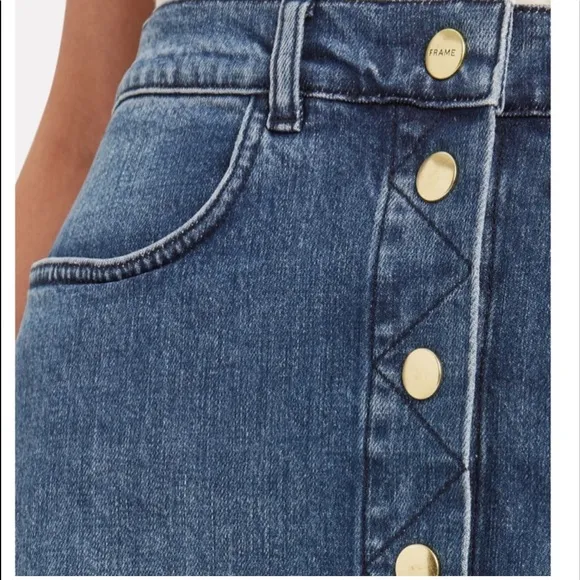 FRAME Claire Button down Denim skirt