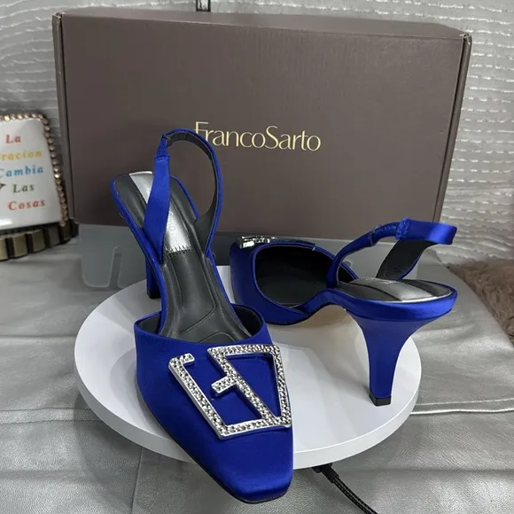 Franco Sarto Women's Blue Slingback Heels,Size 6.5 M