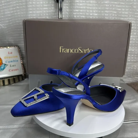 Franco Sarto Women's Blue Slingback Heels,Size 6.5 M