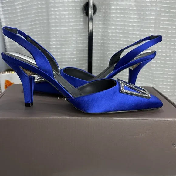 Franco Sarto Women's Blue Slingback Heels,Size 6.5 M