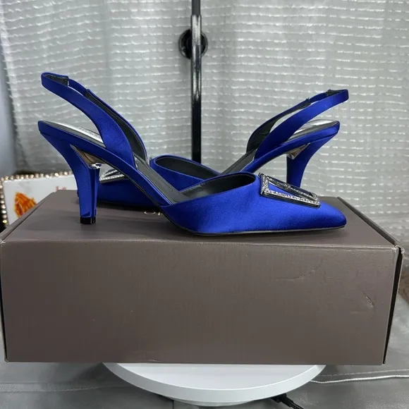 Franco Sarto Women's Blue Slingback Heels,Size 6.5 M