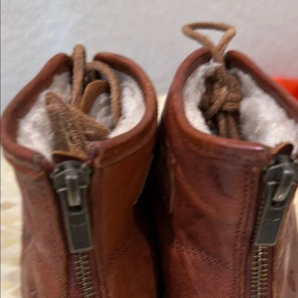 Frye Men's Brown Leather High-Top Sneakers with sherpa linning size 8.5